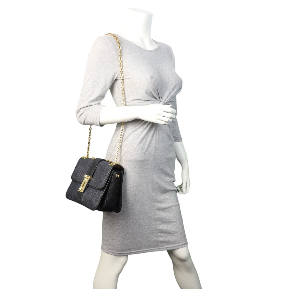 Valentino B-Rockstud Denim Shoulder Bag