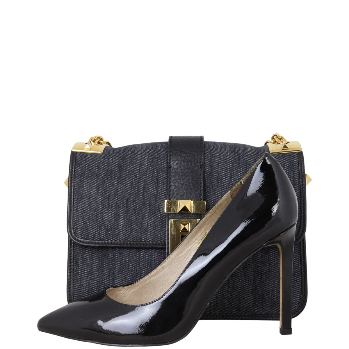 Valentino B-Rockstud Denim Shoulder Bag