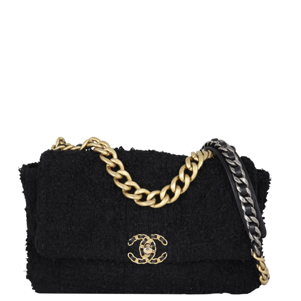 Chanel 19 Flap Bag Tweed Large | Black
