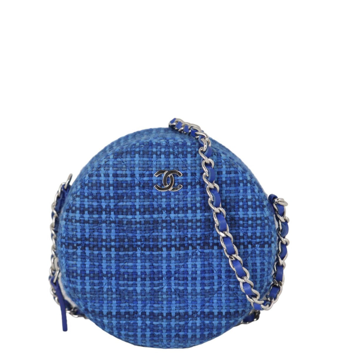 Chanel CC Tweed Mini Round Clutch with Chain