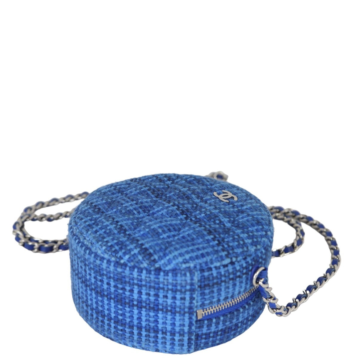 Chanel CC Tweed Mini Round Clutch with Chain