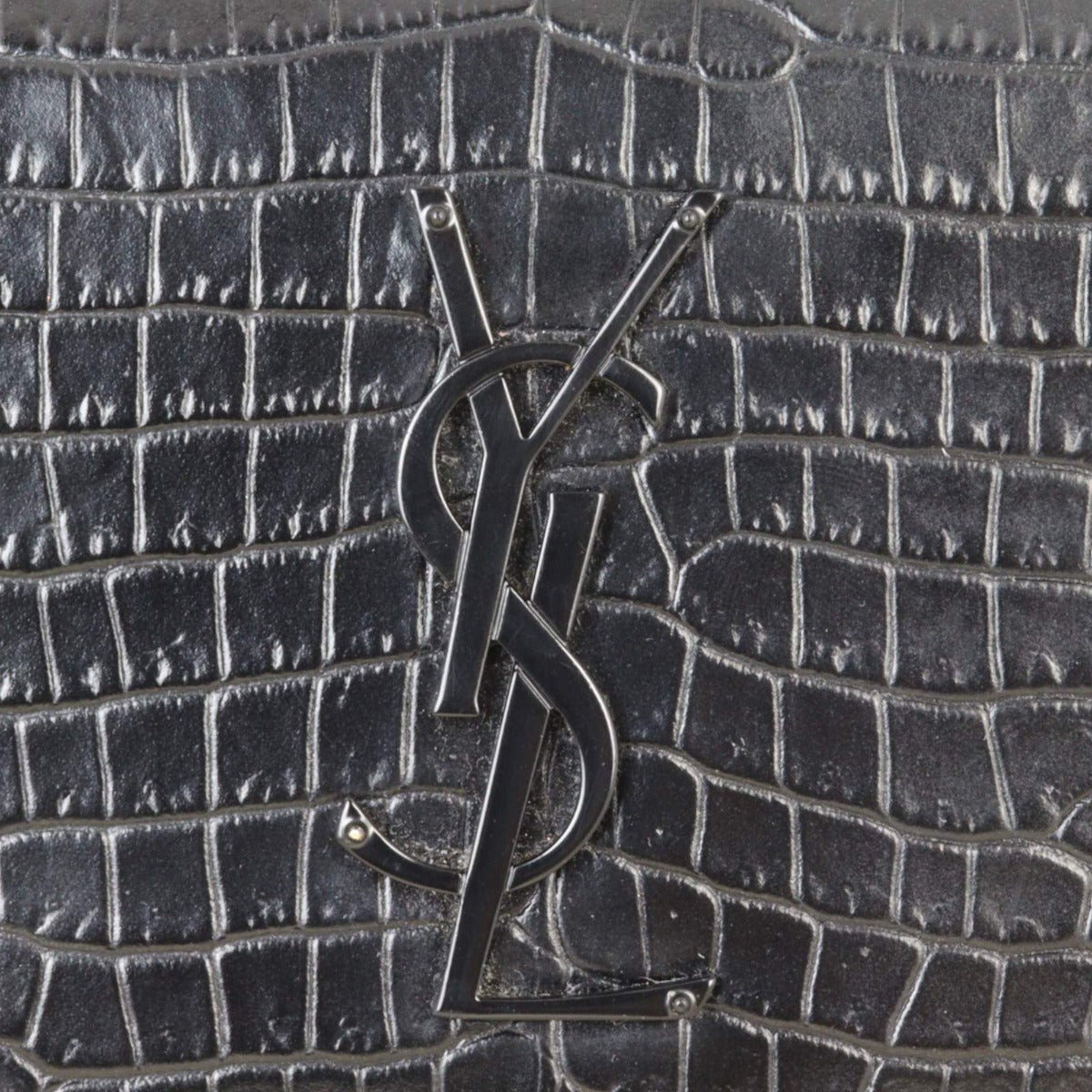 Saint Laurent Sunset Medium Croc-Embossed