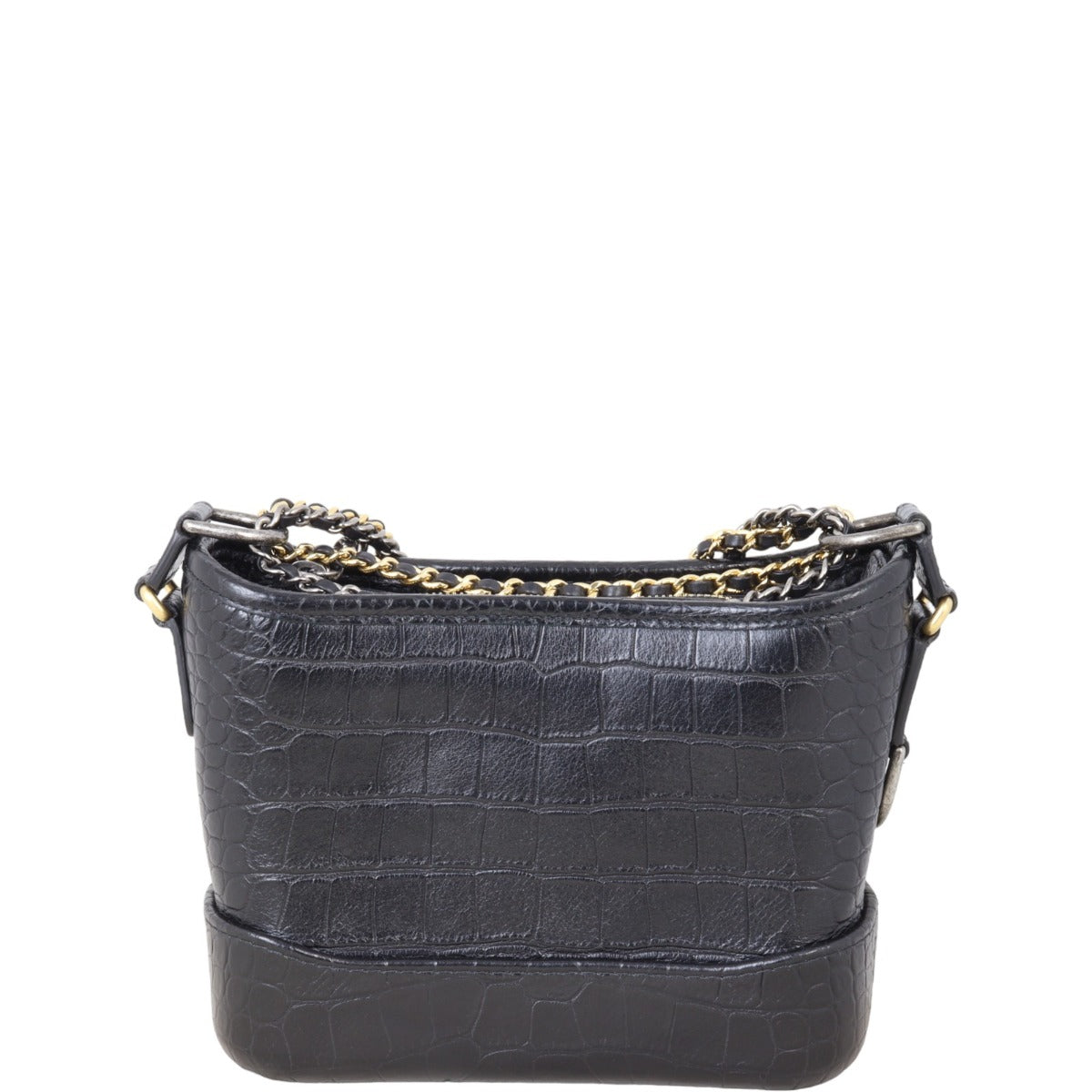 Chanel Gabrielle Hobo Logo Handle Croc Embossed Small