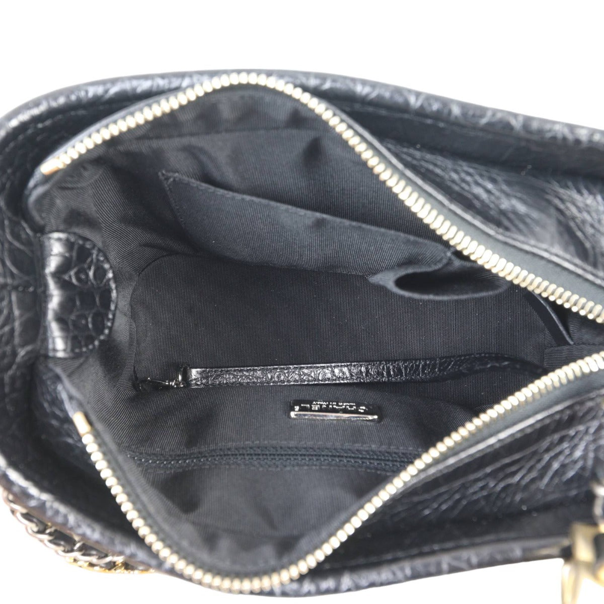 Chanel Gabrielle Hobo Logo Handle Croc Embossed Small