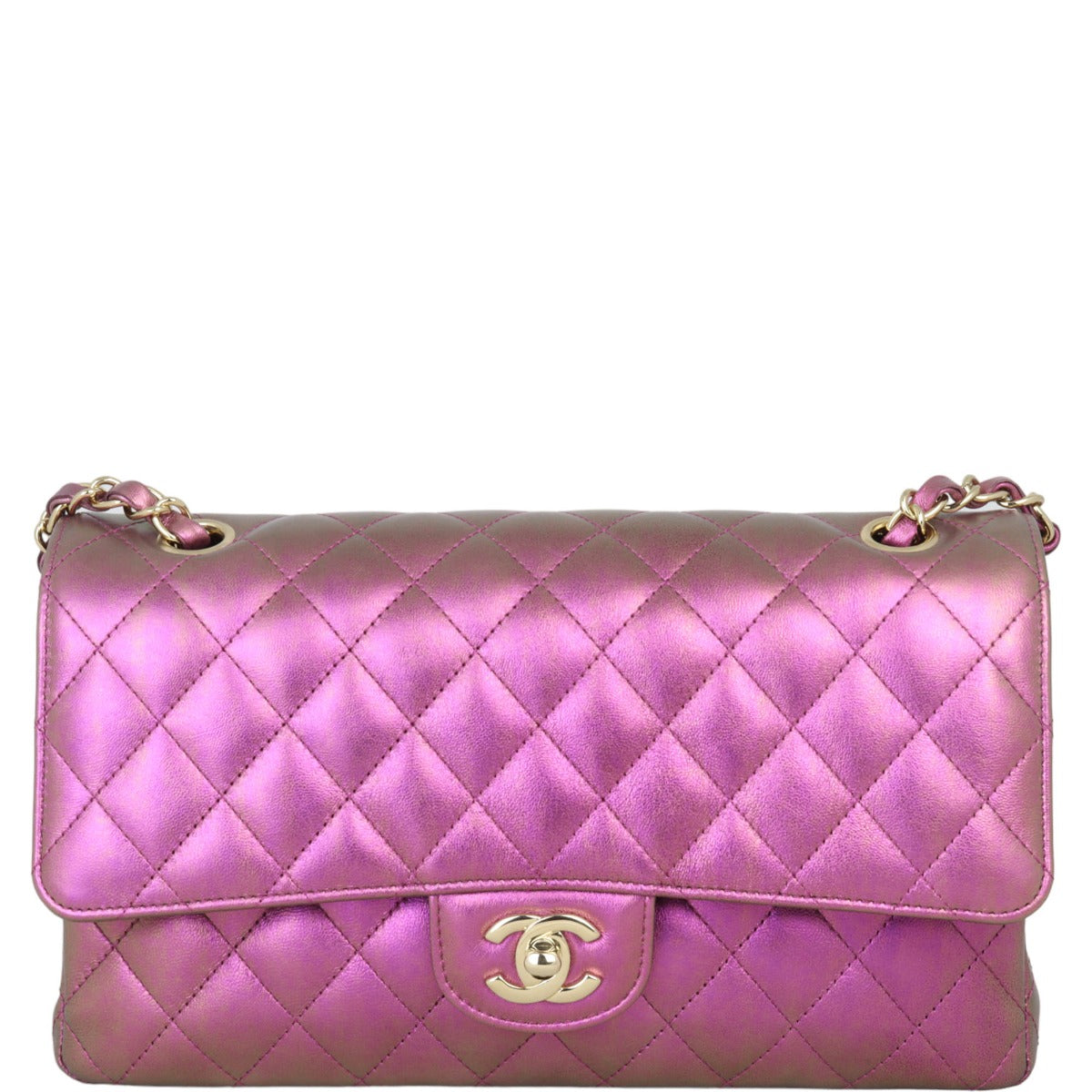 Chanel Classic Double Flap Medium | Purple Green Iridescent Lambskin