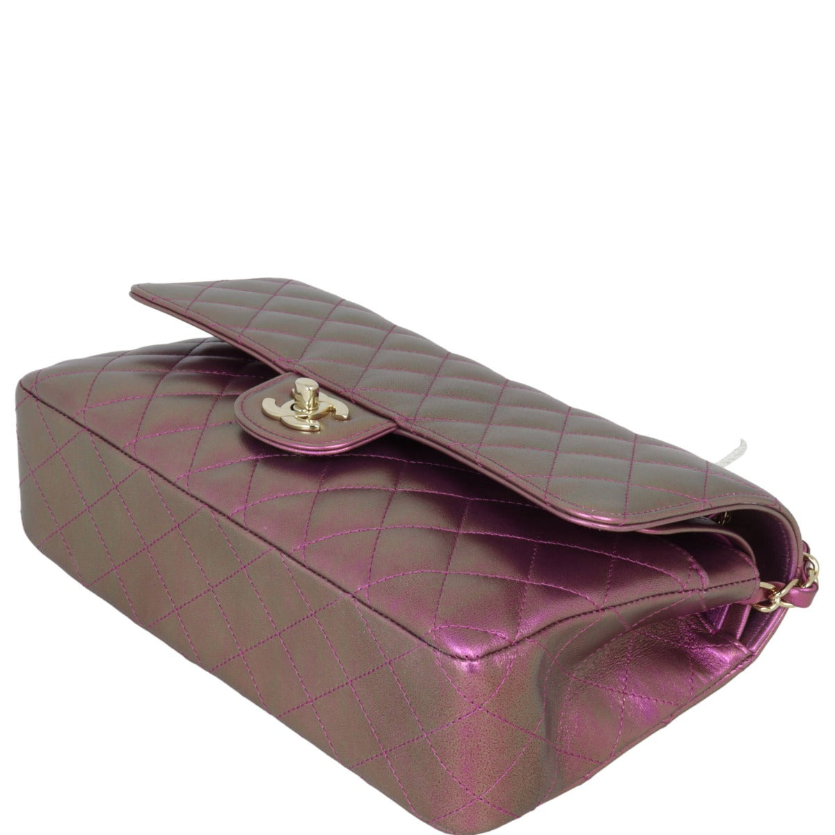 Chanel Classic Double Flap Medium | Purple Green Iridescent Lambskin