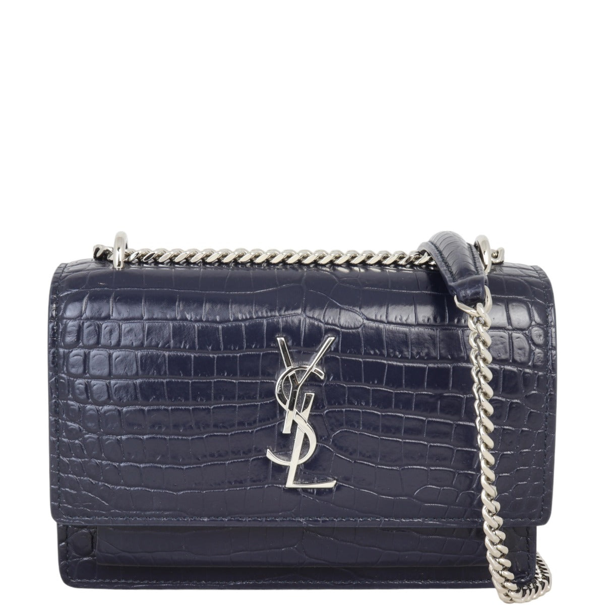 Saint Laurent Sunset Mini Croc-Embossed