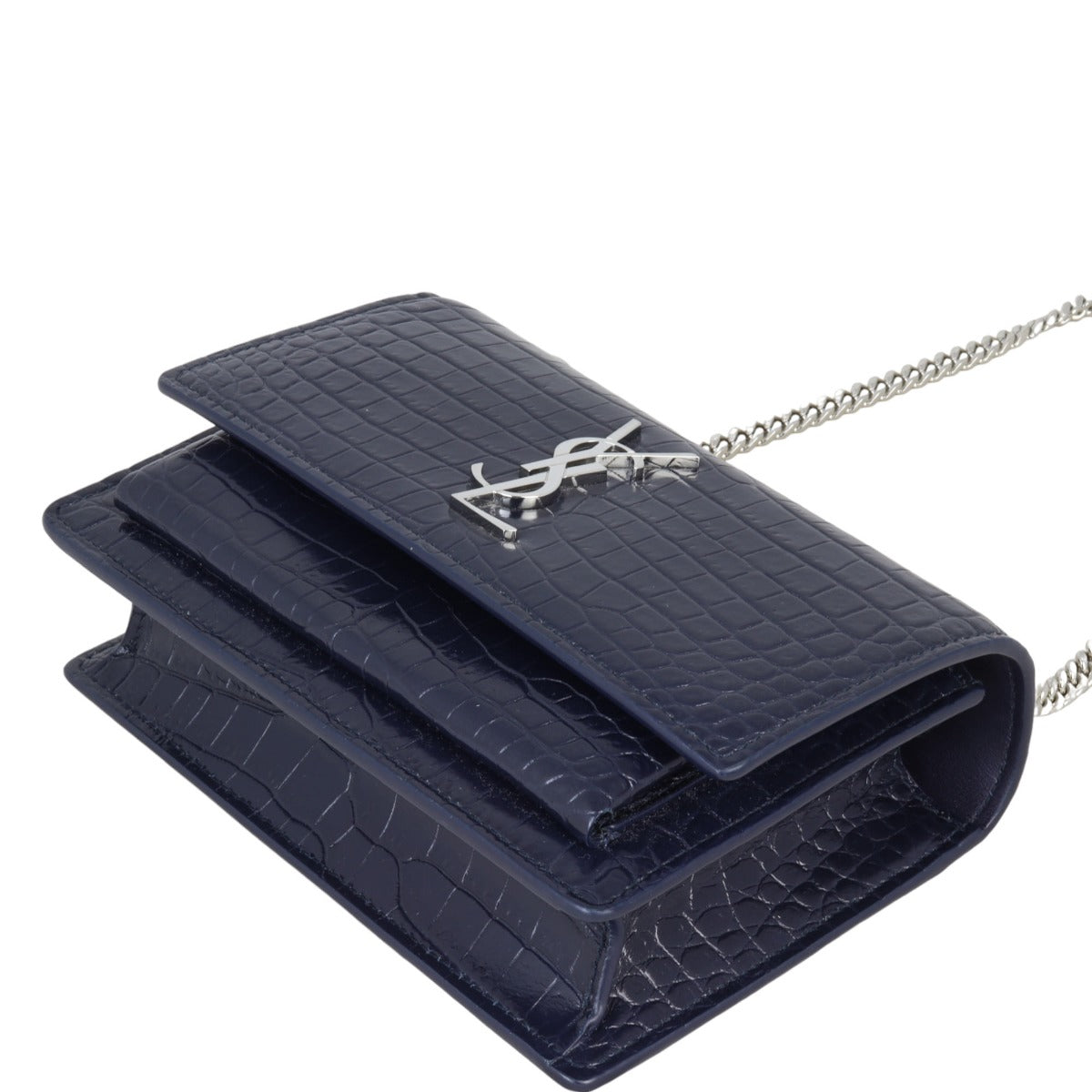 Saint Laurent Sunset Mini Croc-Embossed