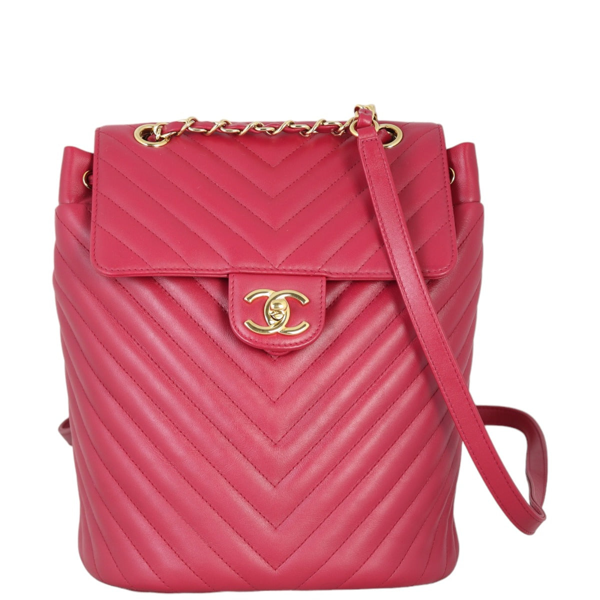 Chanel Urban Spirit Backpack Small Chevron | Raspberry Red