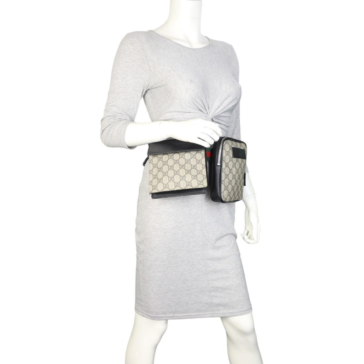 Gucci GG Supreme Double Web Belt Bag