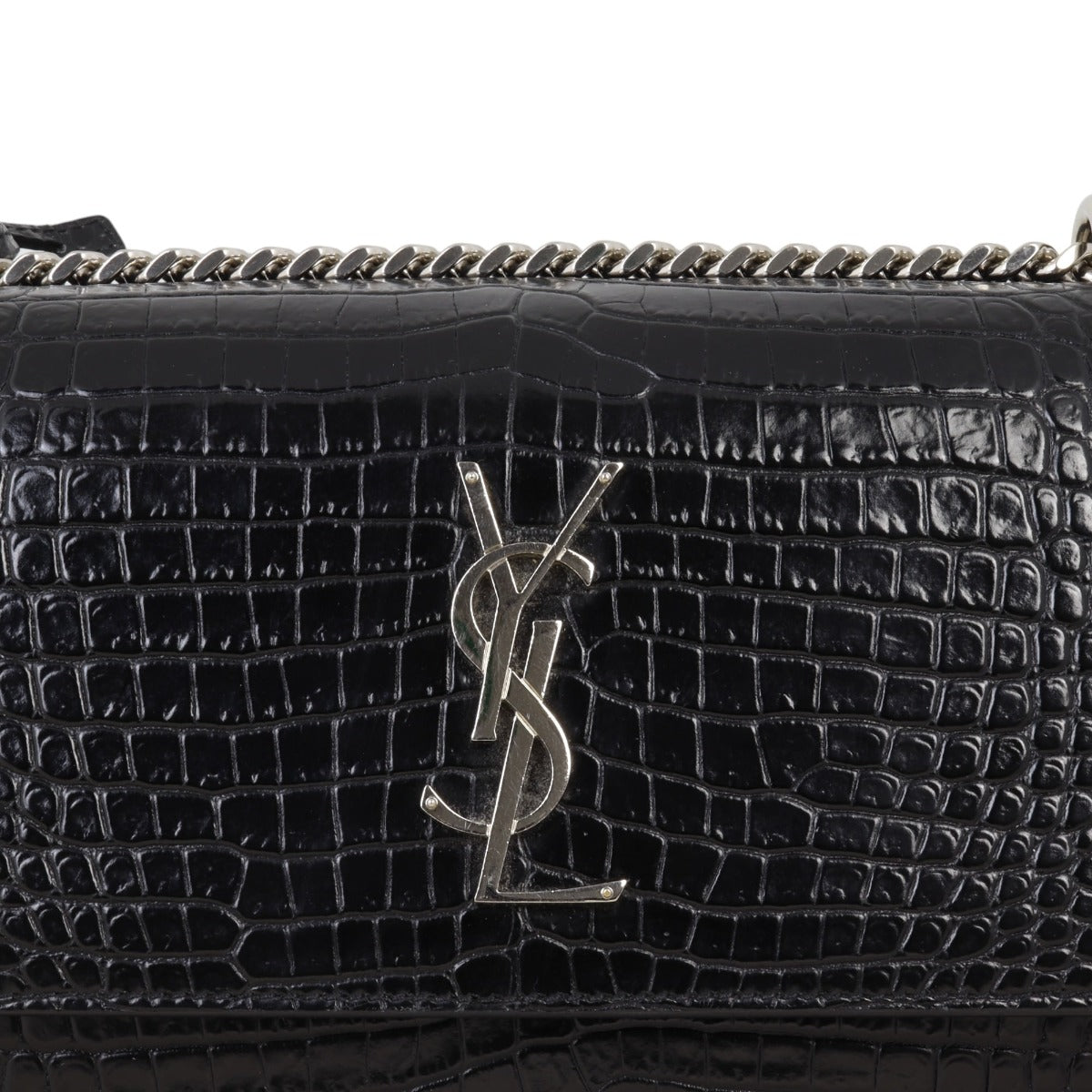 Saint Laurent Sunset Medium Croc-Embossed