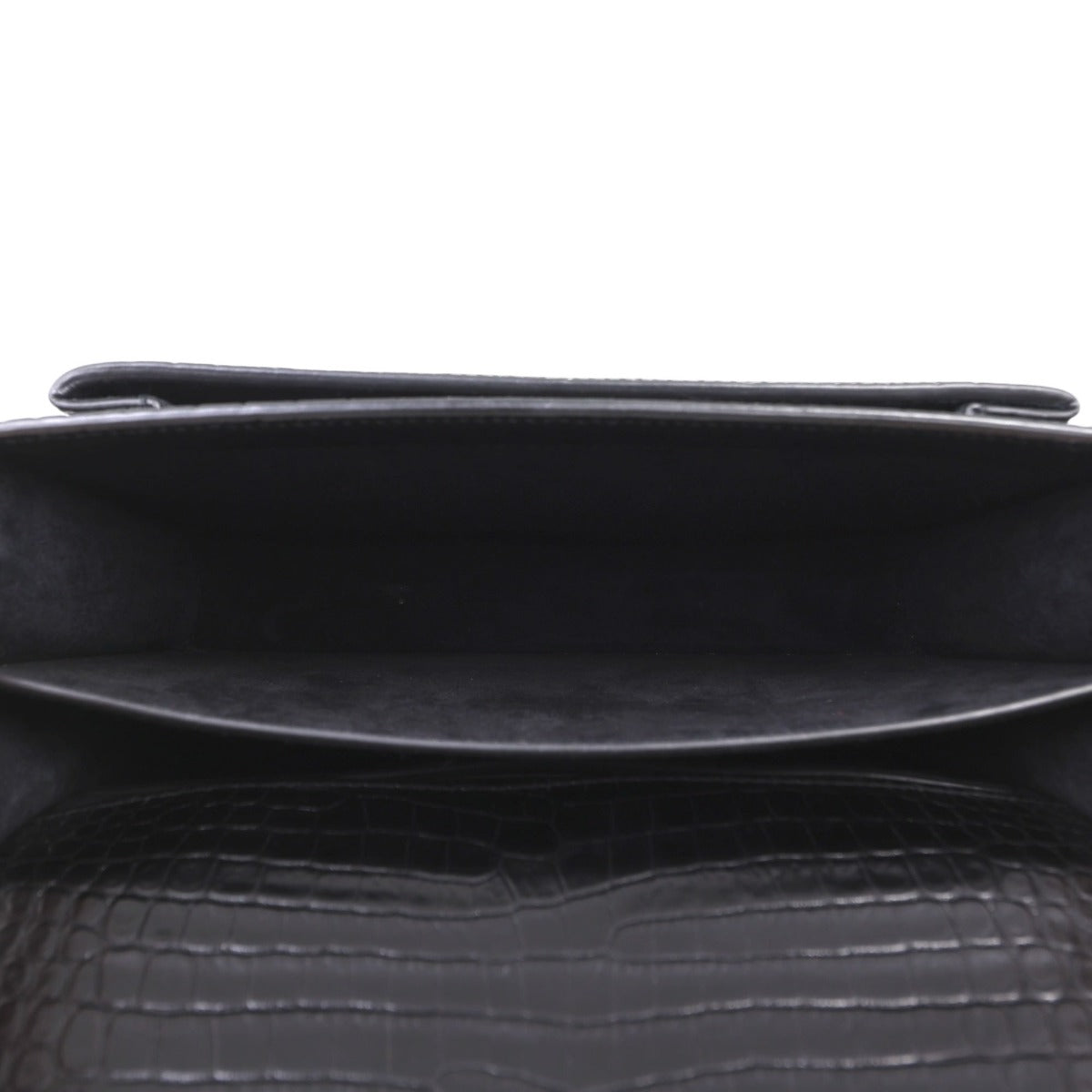 Saint Laurent Sunset Medium Croc-Embossed