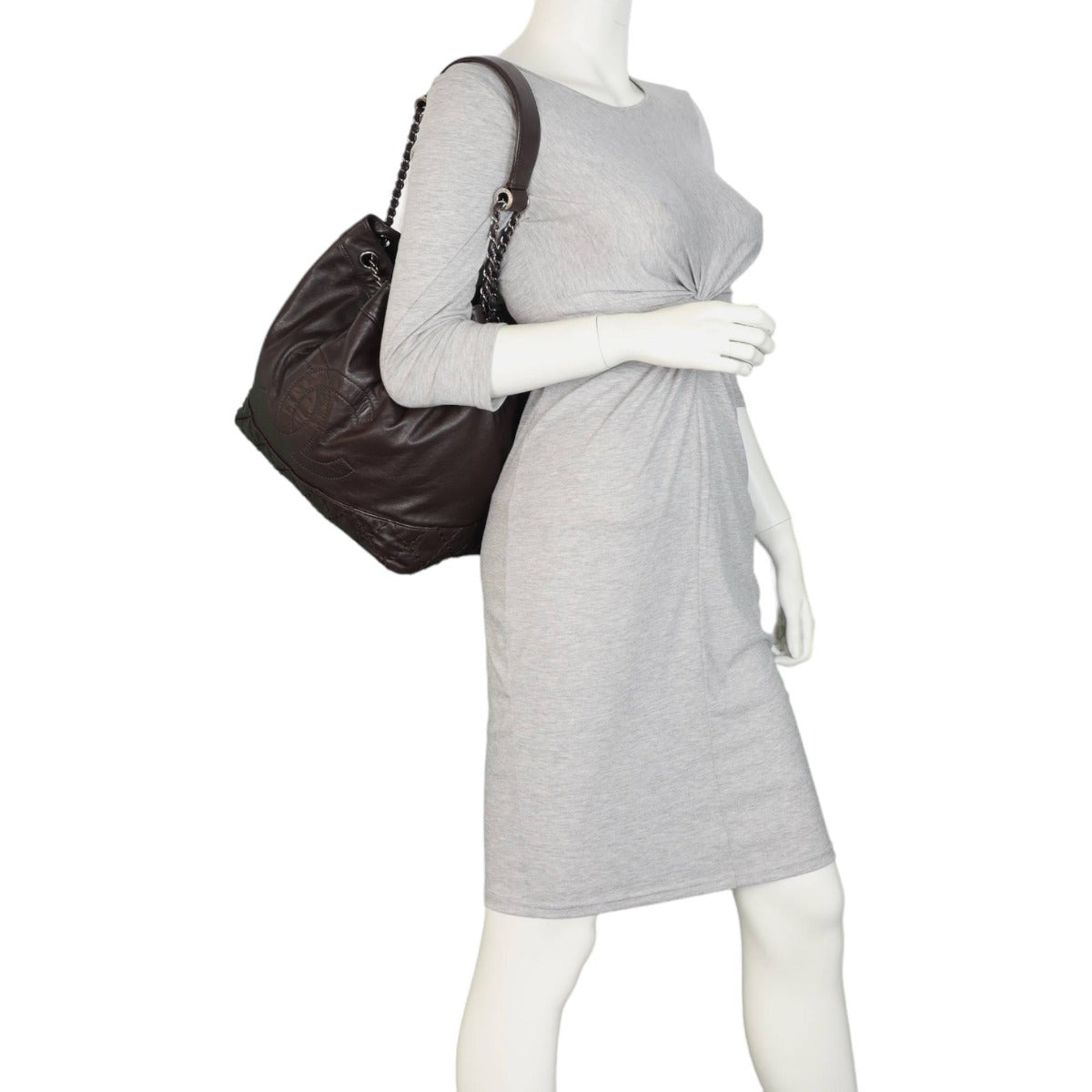 Chanel CC Drawstring Bucket Bag | Chocolate Brown