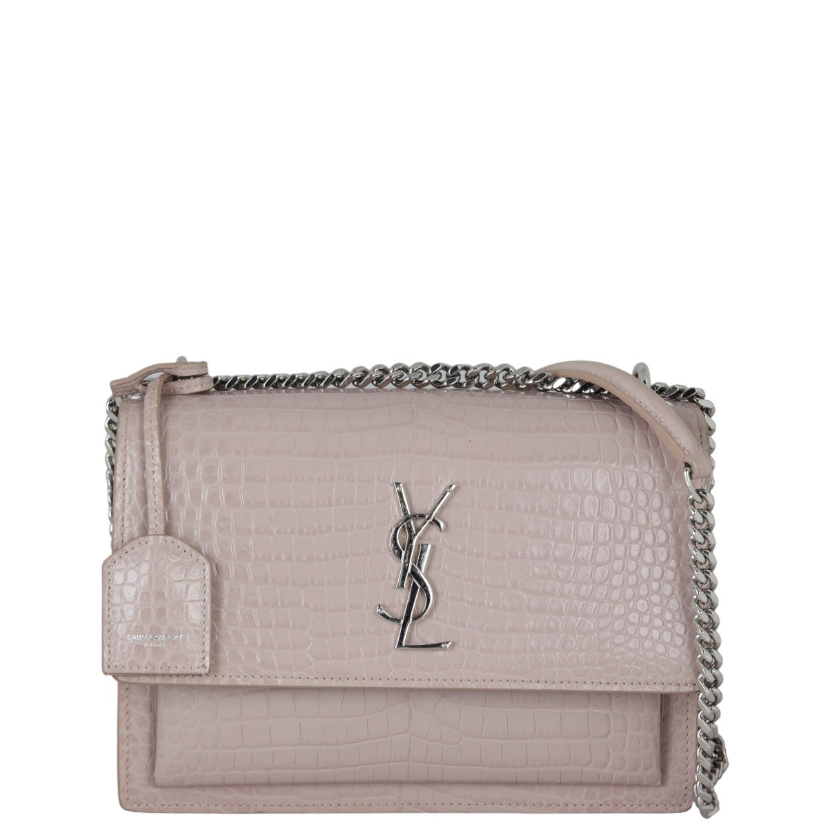 Saint Laurent Sunset Medium Croc-Embossed