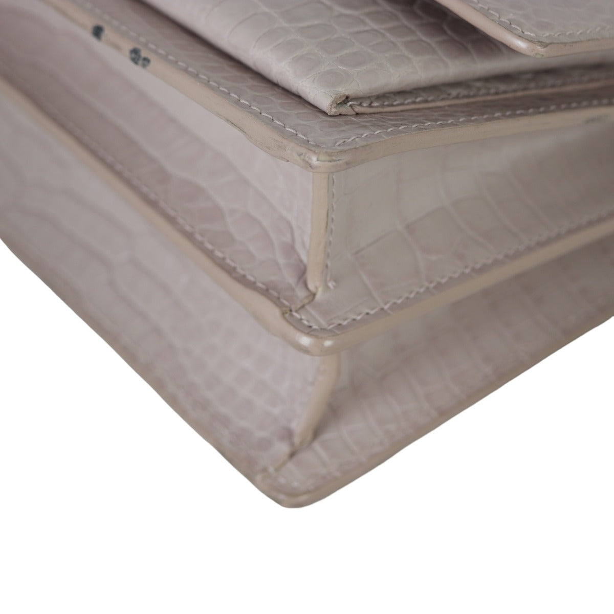 Saint Laurent Sunset Medium Croc-Embossed