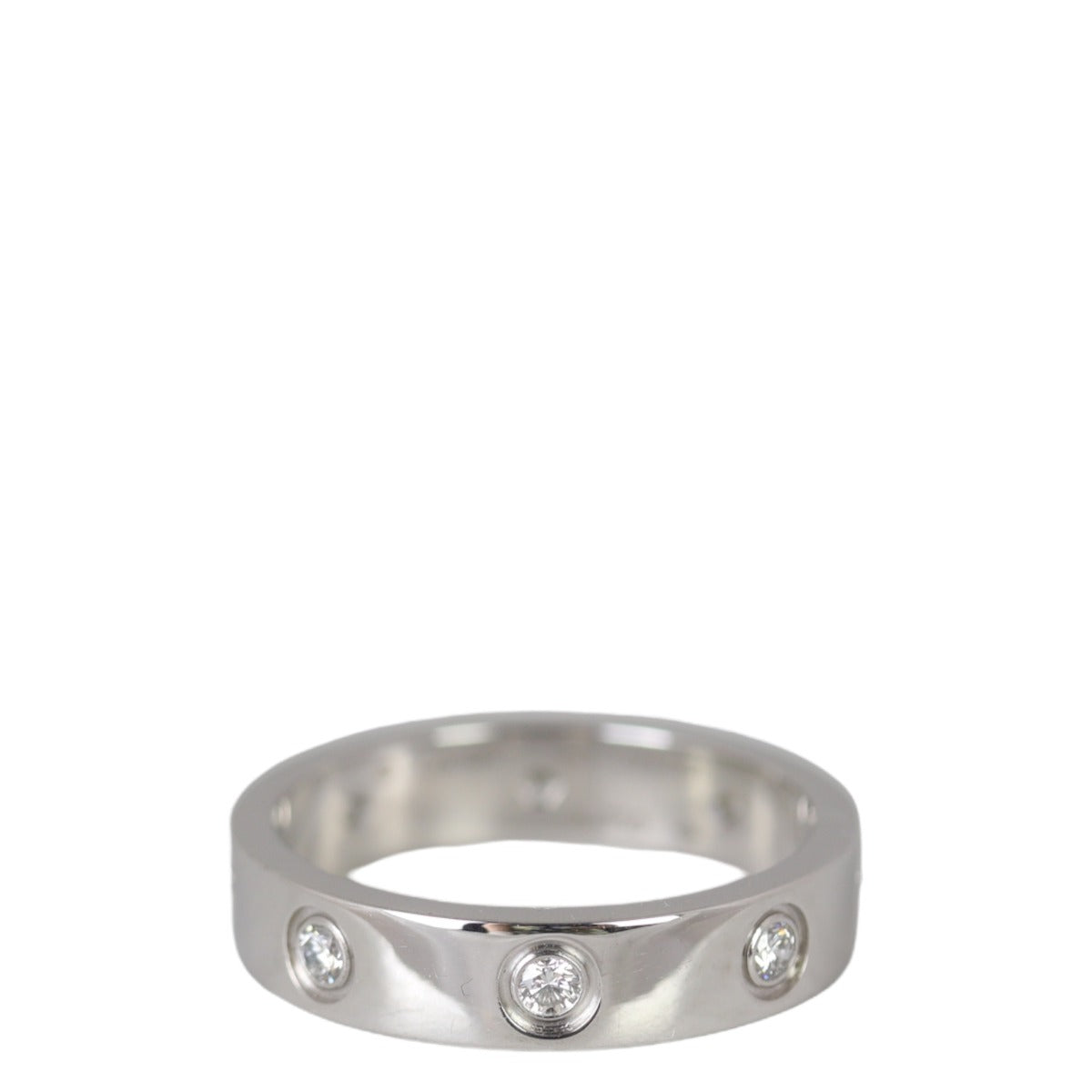 Cartier Love Wedding Band 18k White Gold 8 Diamonds Ring