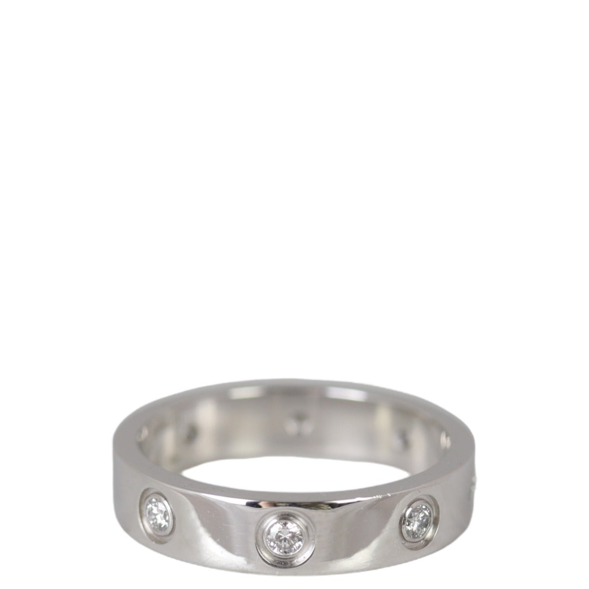 Cartier Love Wedding Band 18k White Gold 8 Diamonds Ring
