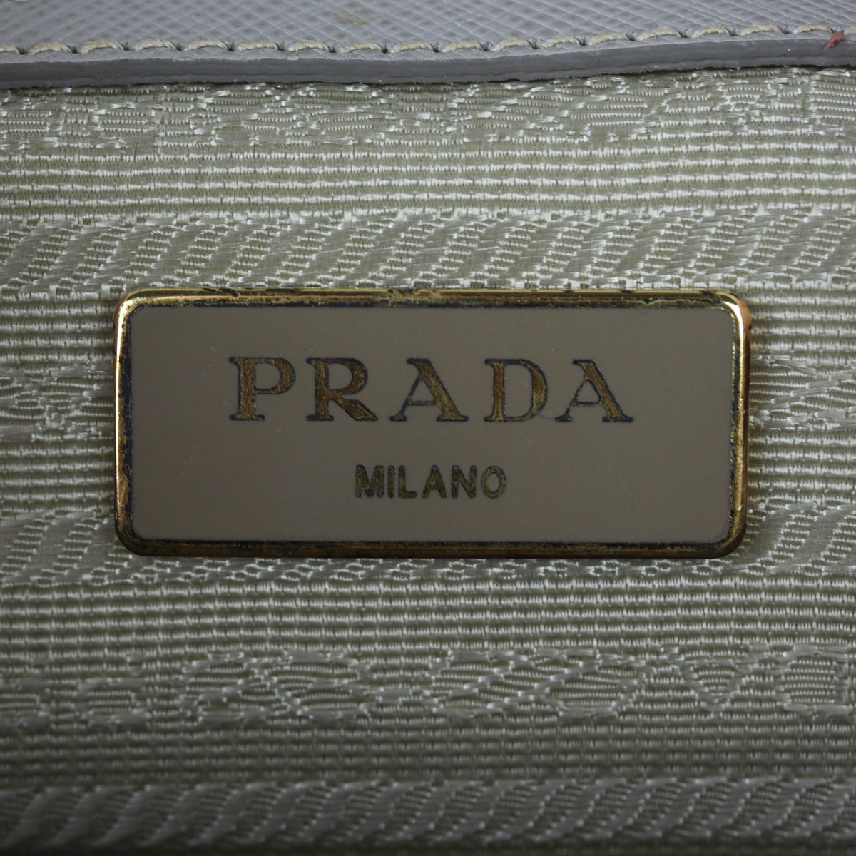 Prada Saffiano Lux Tote Medium (light grey) Interior Stamp