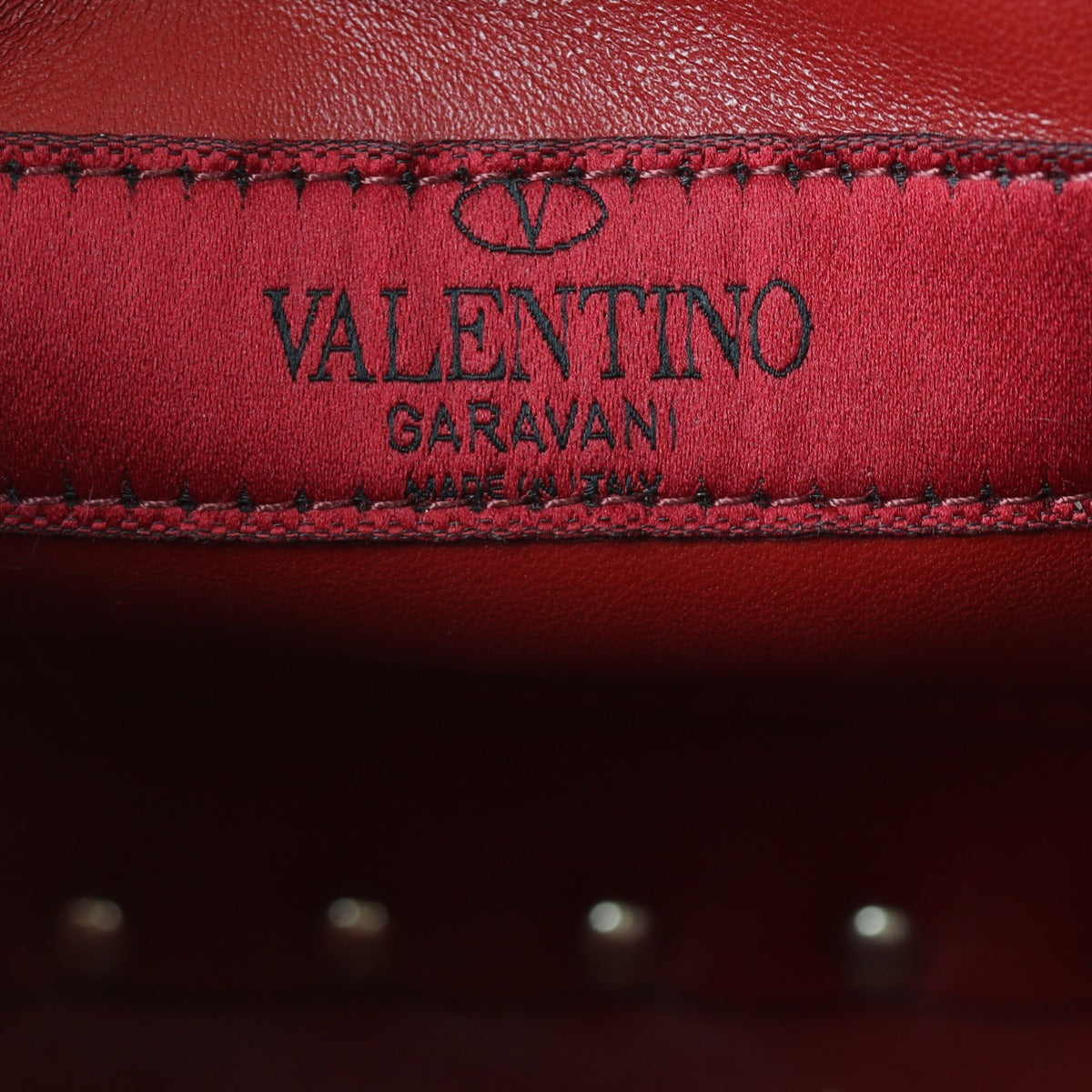 Valentino Rockstud Spike Medium Shoulder Bag Patent Interior Stamp