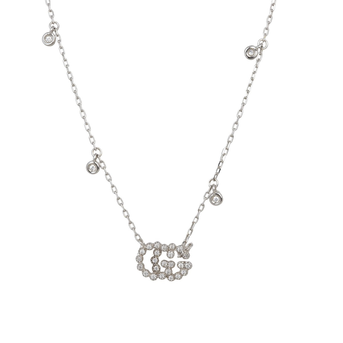 Gucci GG Running 18K White Gold Diamond Necklace