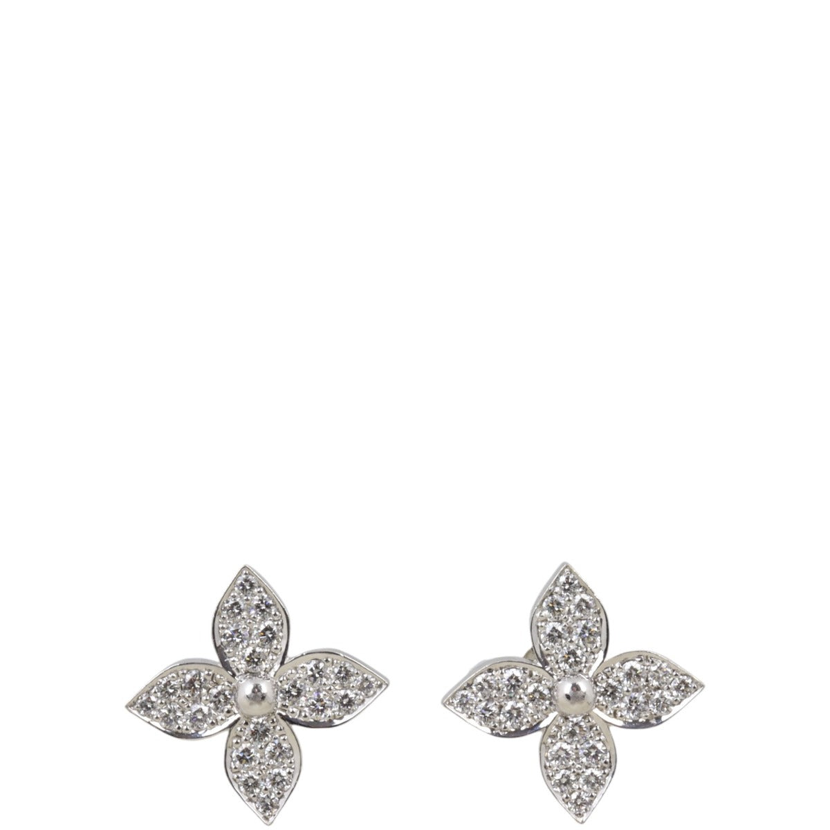 Louis Vuitton Idylle Blossom 18k White Gold Diamond Stud Earrings