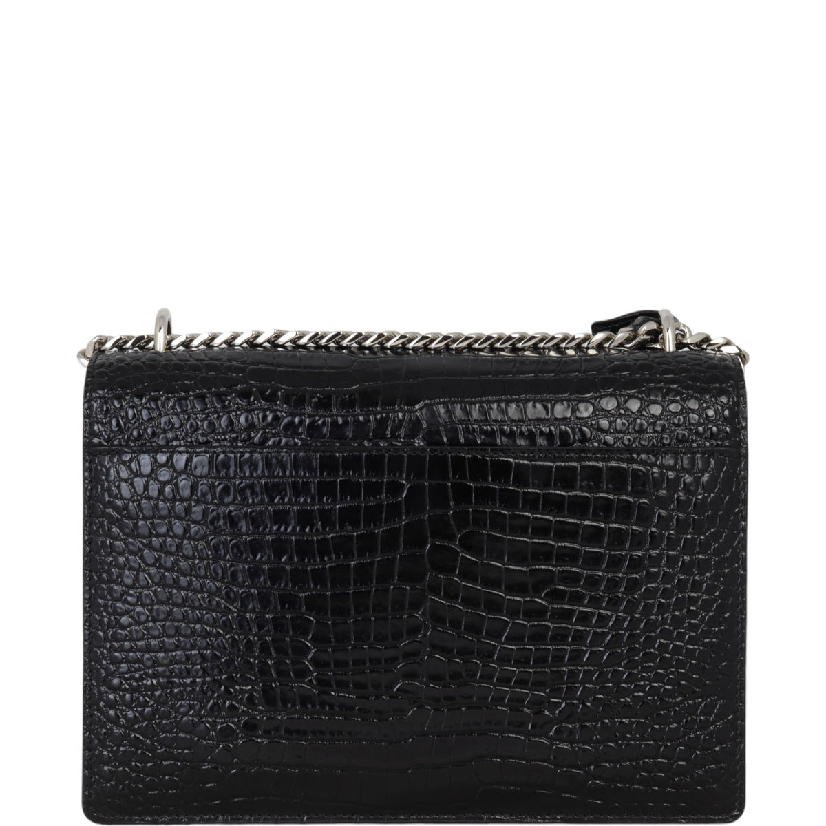 Saint Laurent Sunset Medium Croc-Embossed