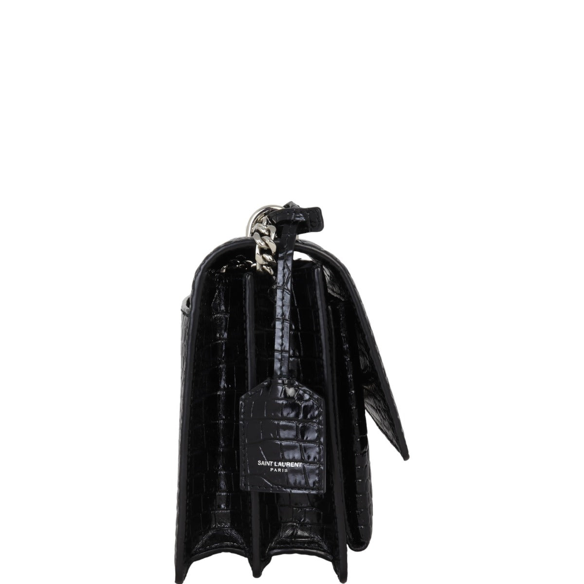 Saint Laurent Sunset Medium Croc-Embossed