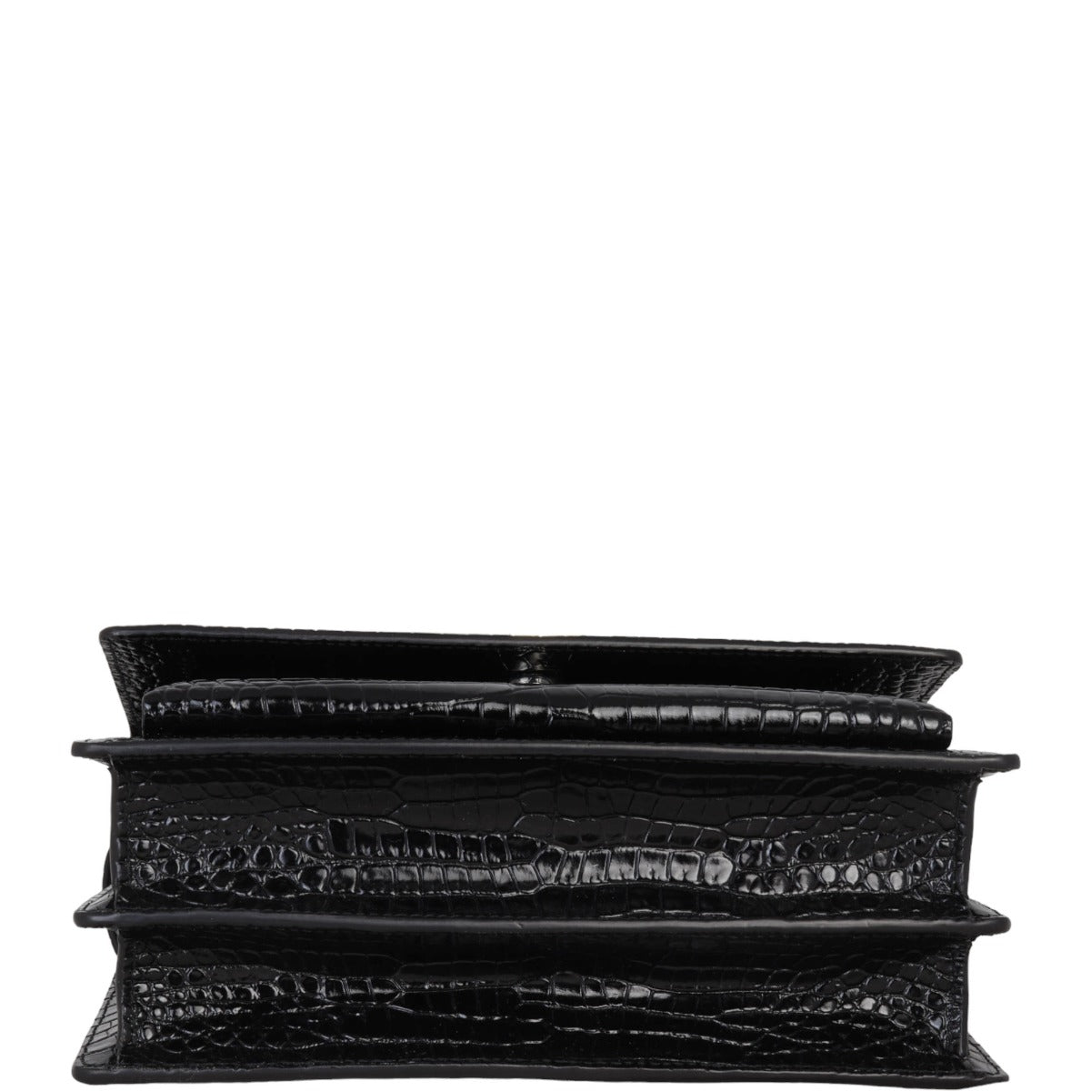 Saint Laurent Sunset Medium Croc-Embossed