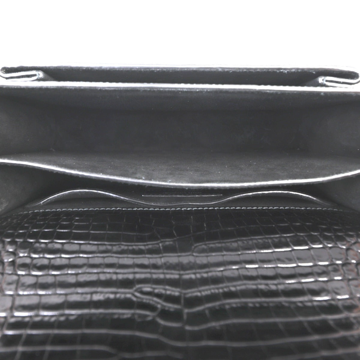 Saint Laurent Sunset Medium Croc-Embossed