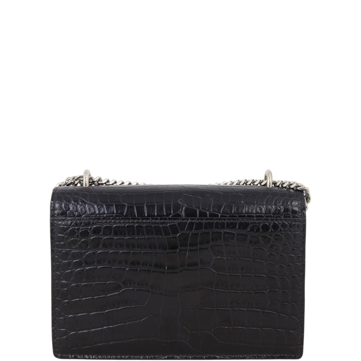 Saint Laurent Sunset Chain Wallet Croc-Embossed