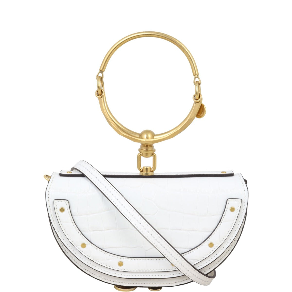 Chloe Nile Minaudiere Bracelet Bag Croc-Embossed