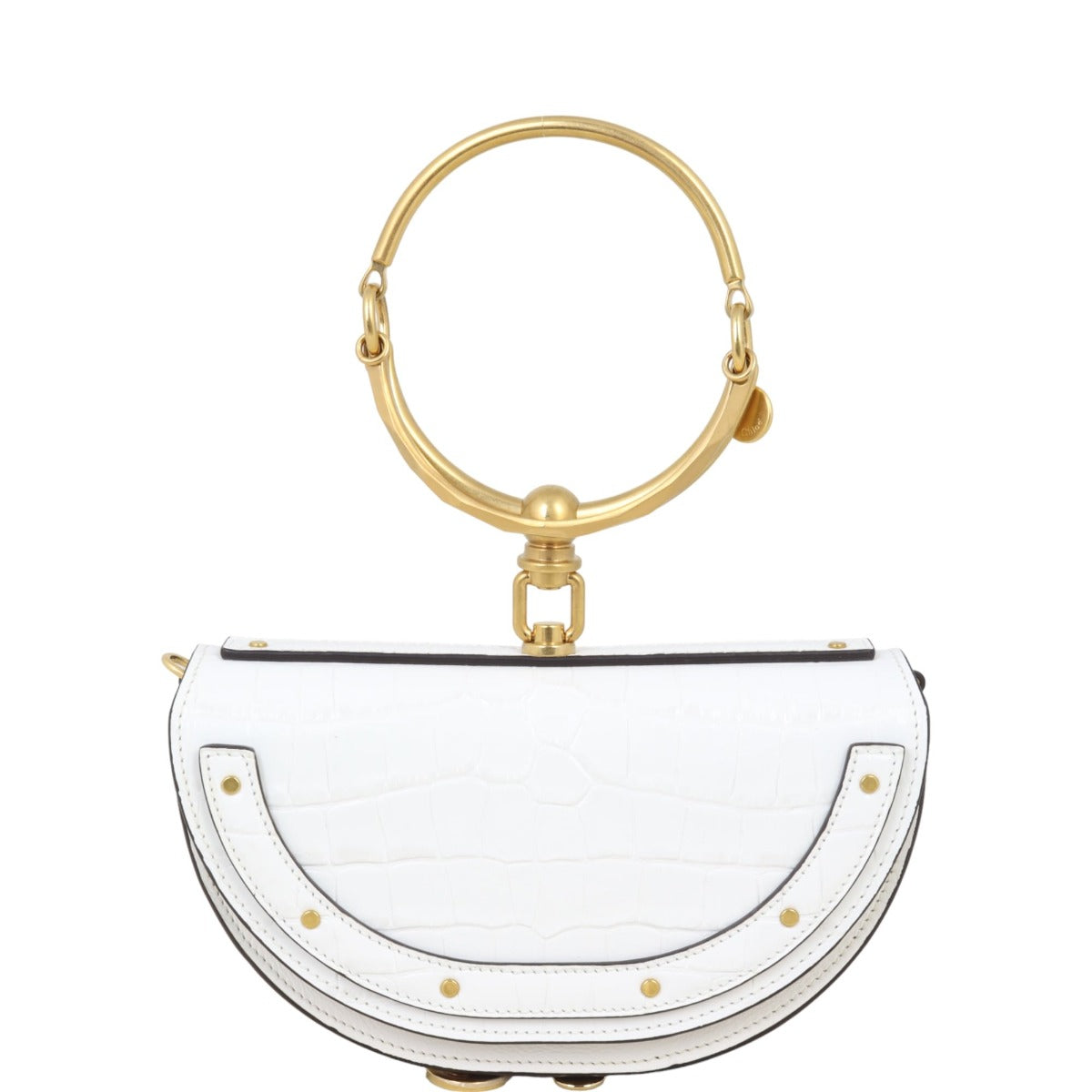 Chloe Nile Minaudiere Bracelet Bag Croc-Embossed