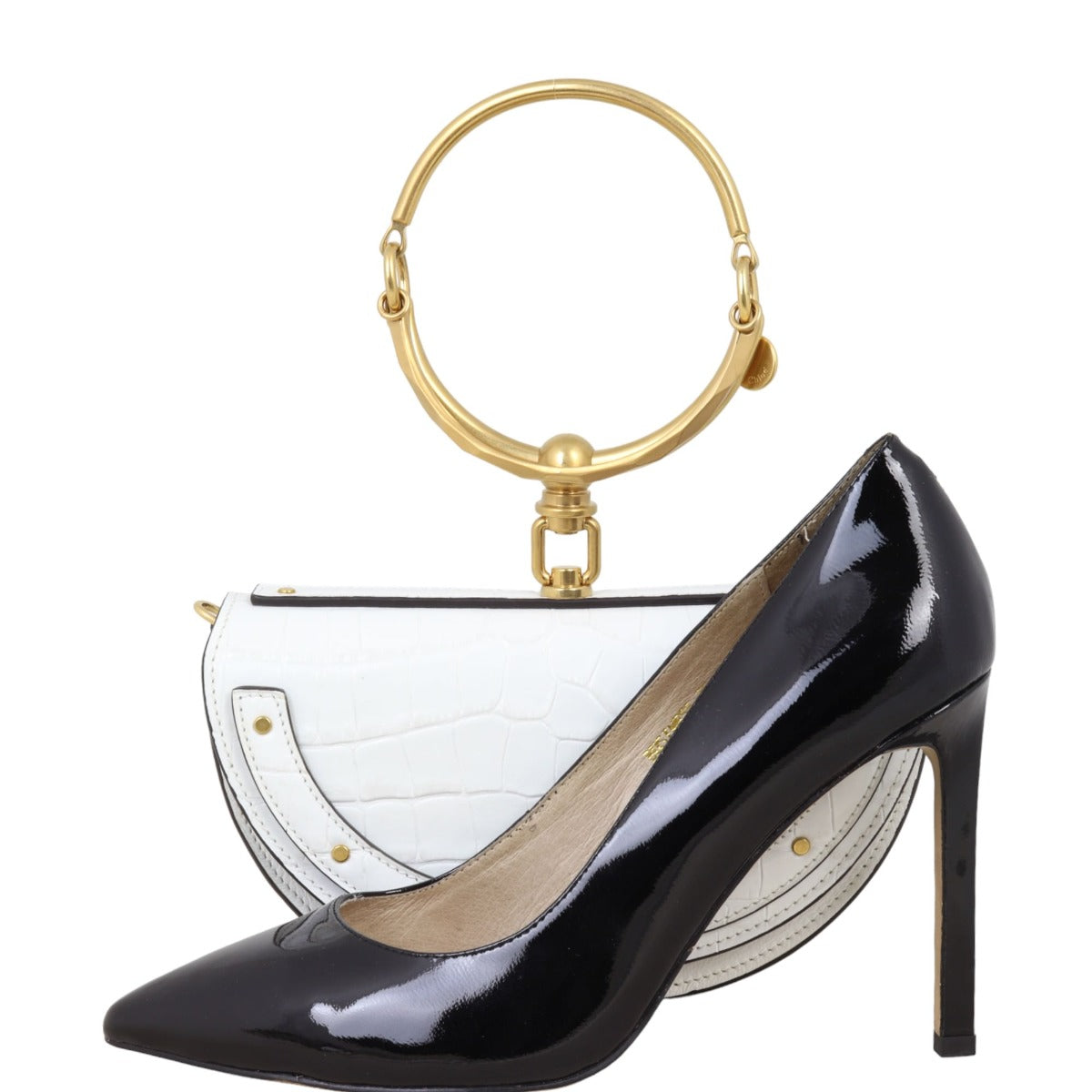 Chloe Nile Minaudiere Bracelet Bag Croc-Embossed