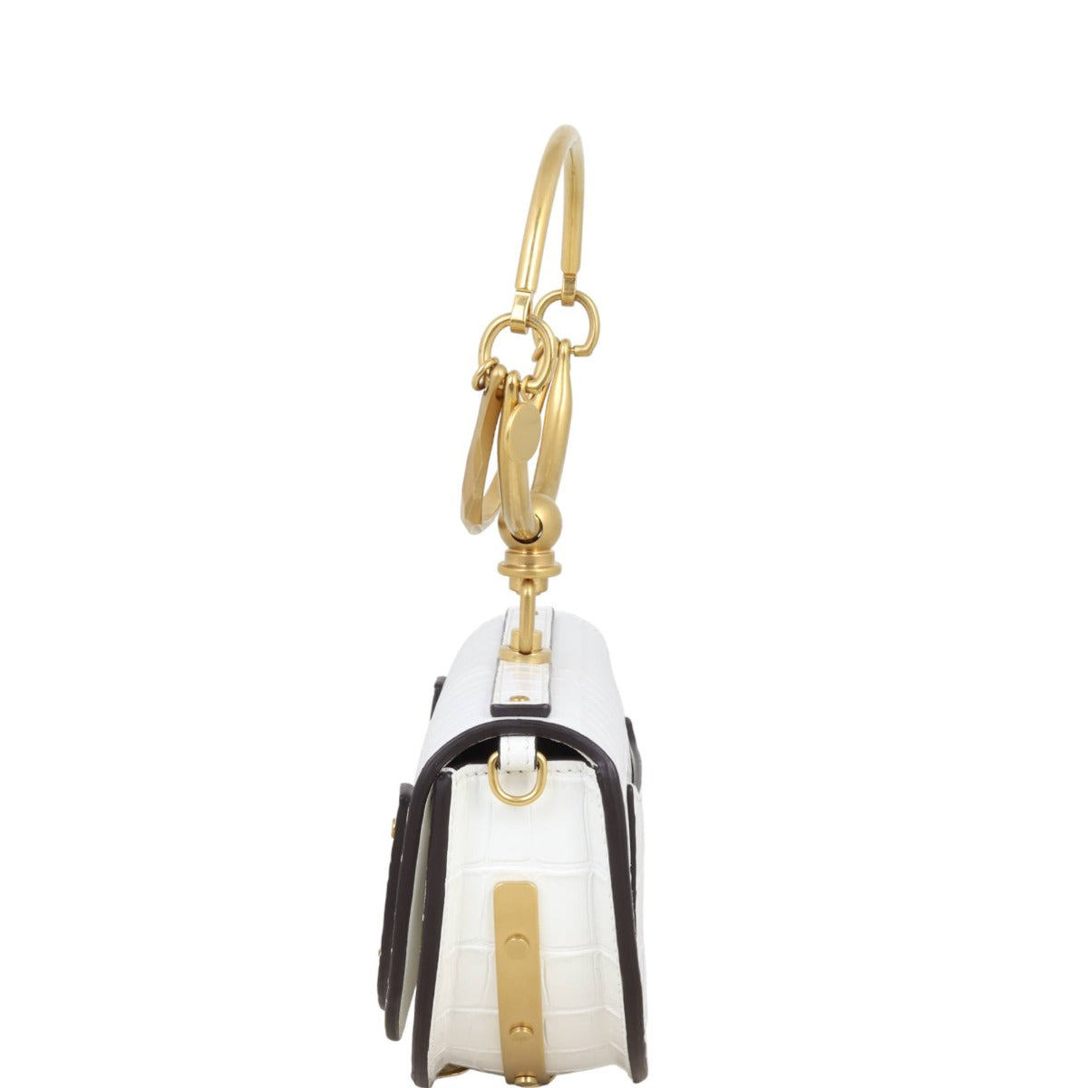 Chloe Nile Minaudiere Bracelet Bag Croc-Embossed