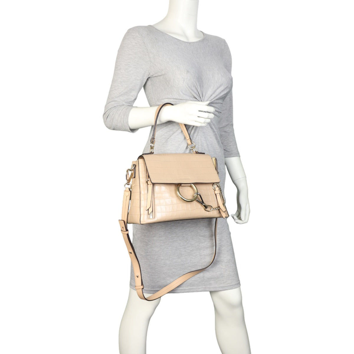 Chloe Faye Day Bag Medium Croc-Embossed