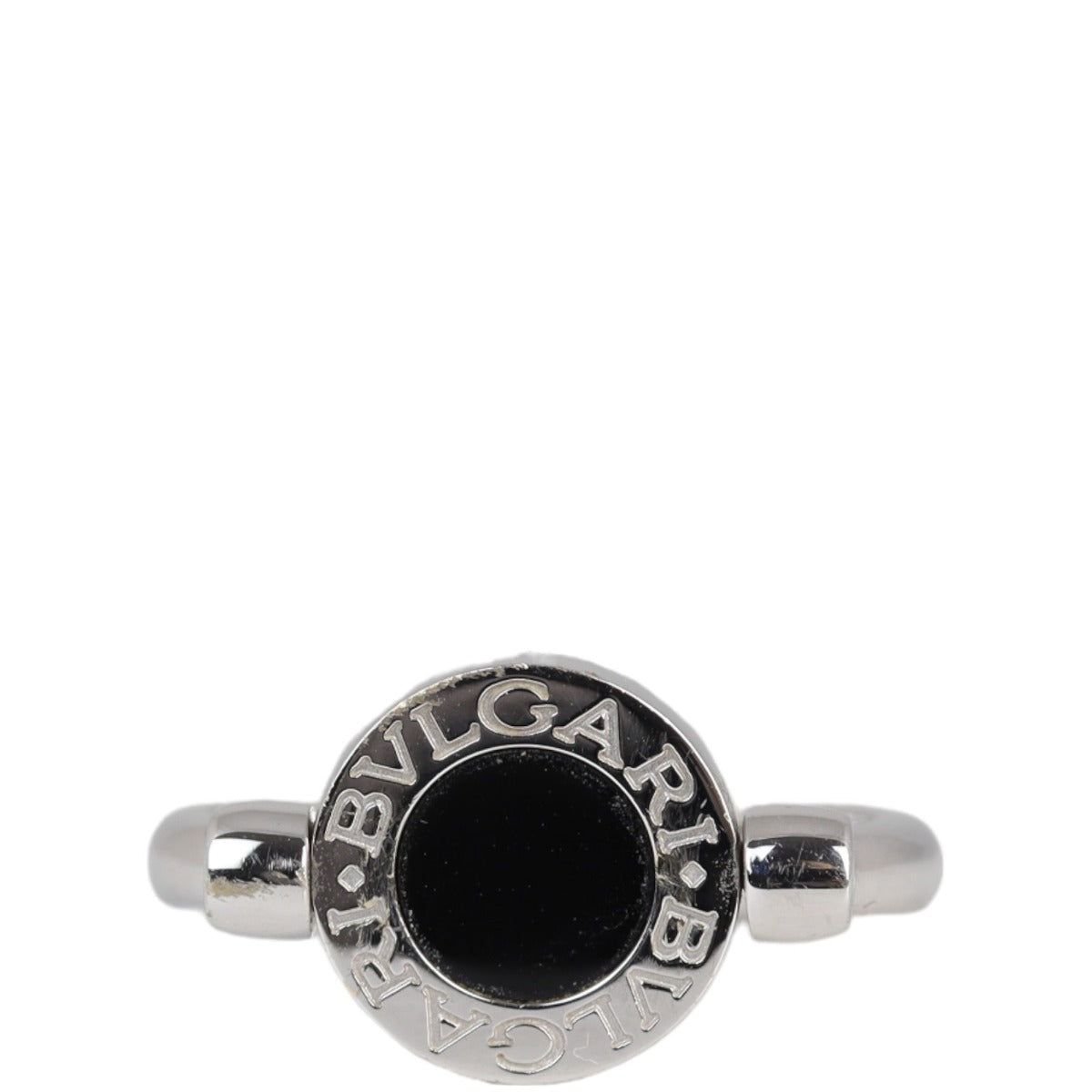 Bvlgari Flip 18k White Gold Onyx and Diamond Ring