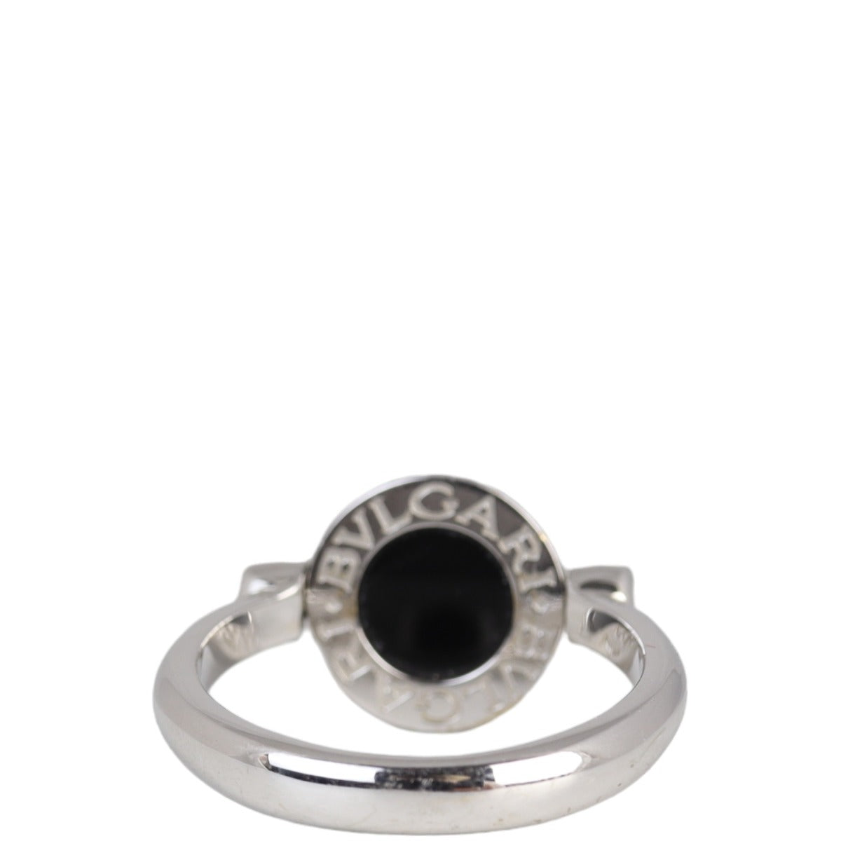 Bvlgari Flip 18k White Gold Onyx and Diamond Ring