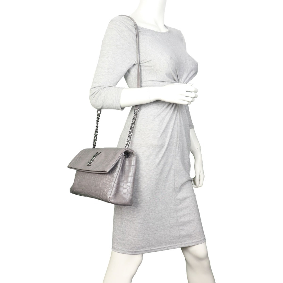 Saint Laurent West Hollywood Croc-Embossed Medium