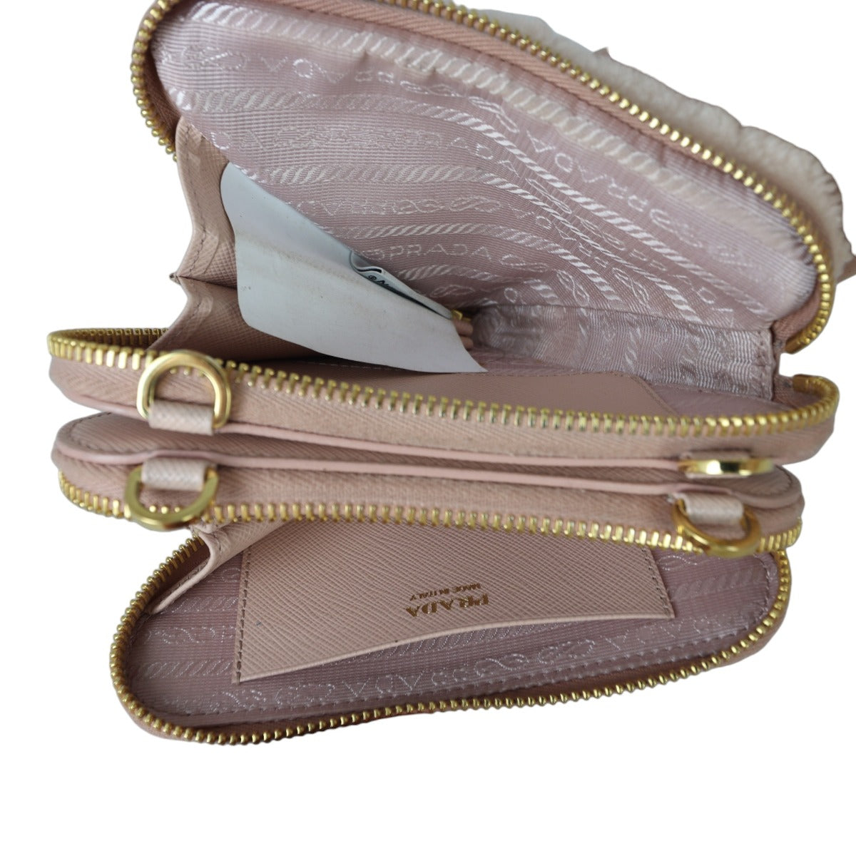 Prada Triangle Saffiano Shearling Mini Bag