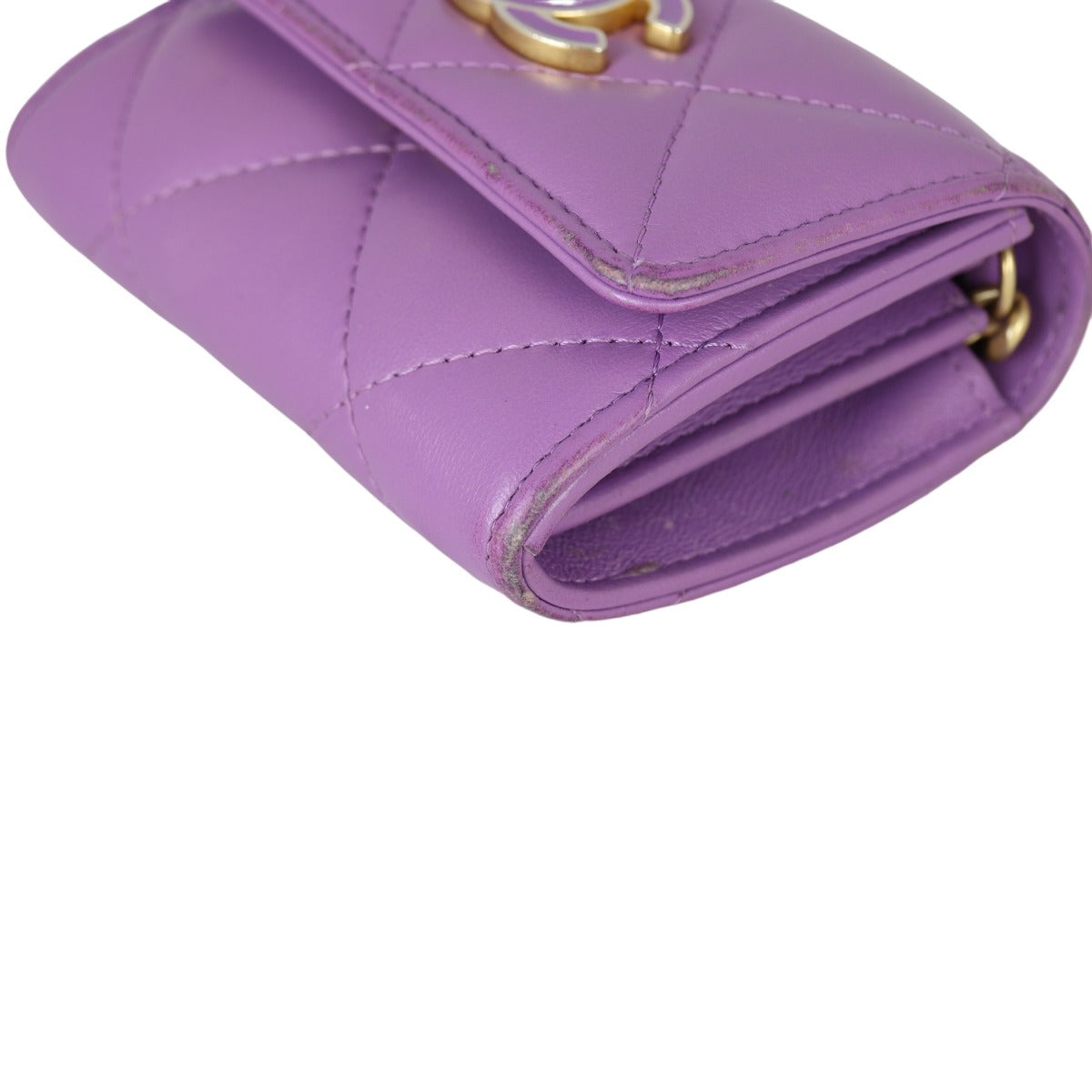 Chanel CC Card Holder on Chain | Purple