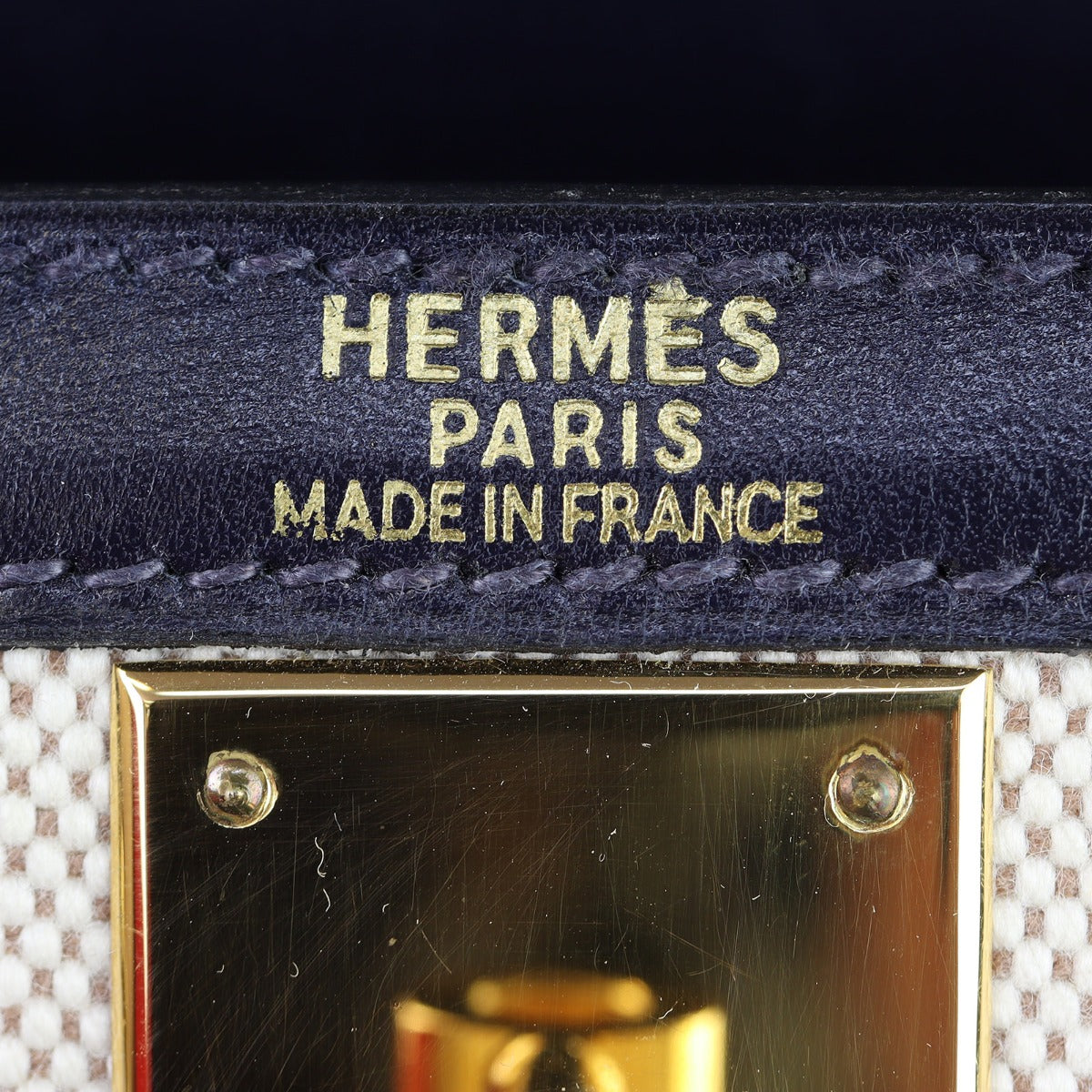 Hermes Kelly 28 Sellier Toile and Box Interior Stamp