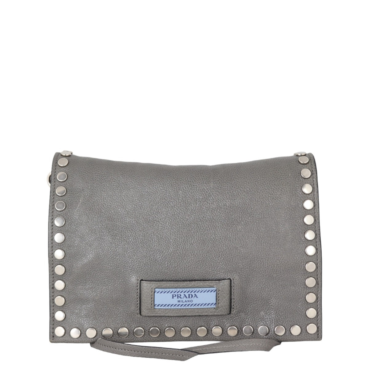 Prada Etiquette Studded Glace Calfskin Messenger Bag