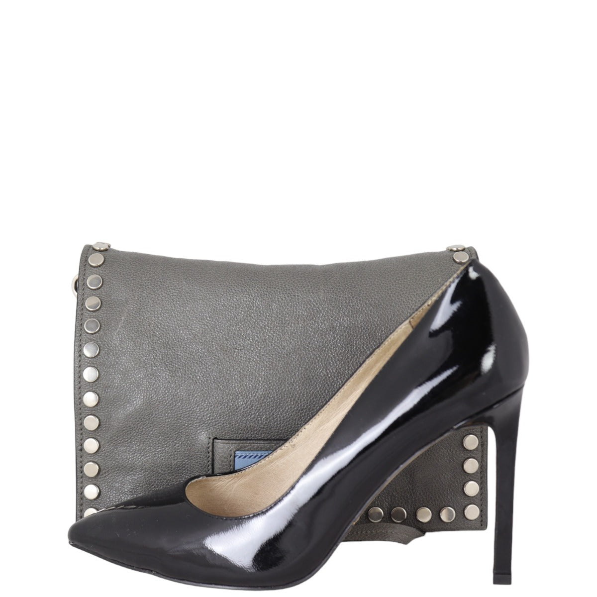 Prada Etiquette Studded Glace Calfskin Messenger Bag