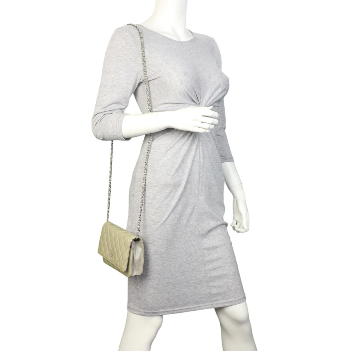 Chanel Classic Wallet on Chain Patent | Grey Green