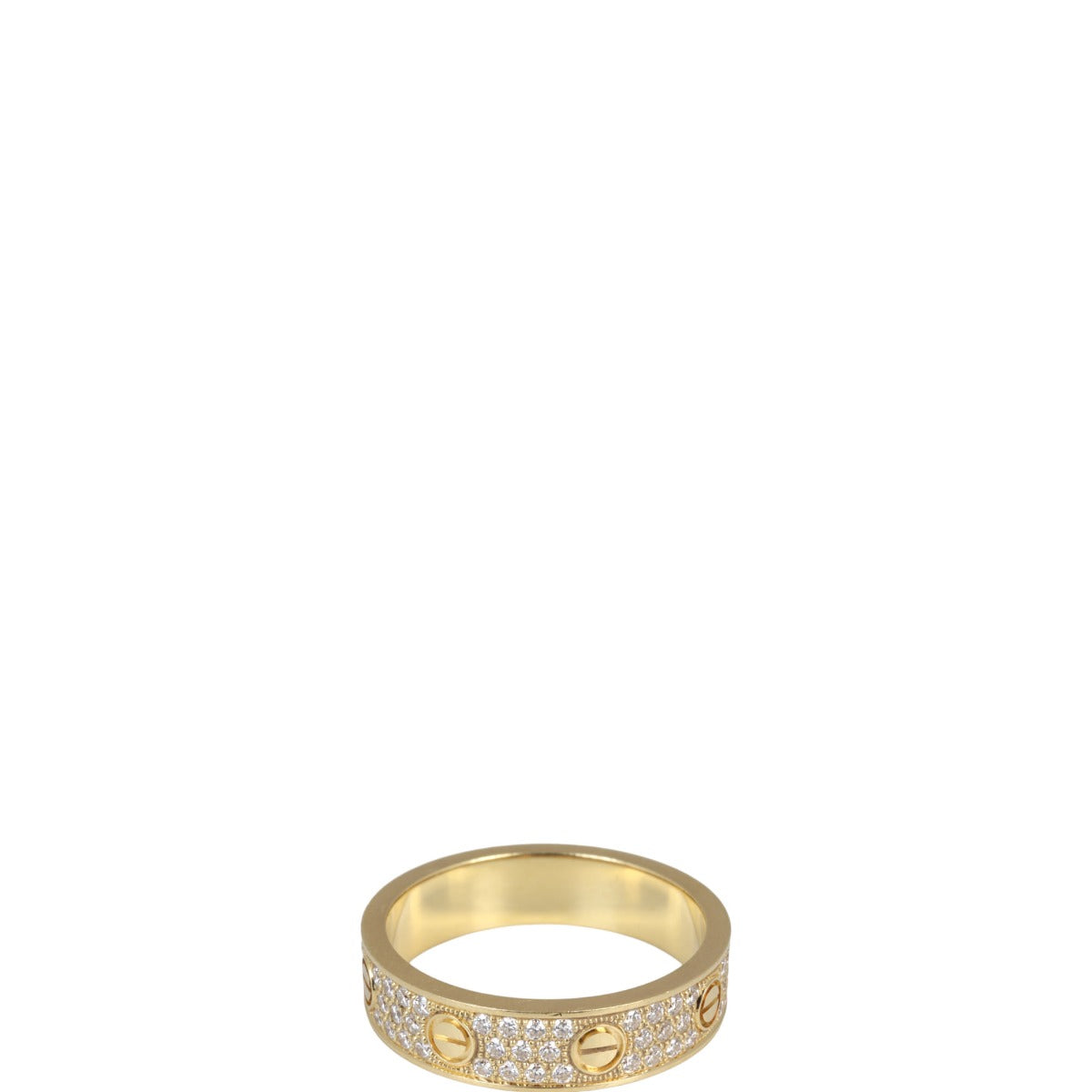 Cartier Love Wedding Band 18k Yellow Gold Diamond Paved