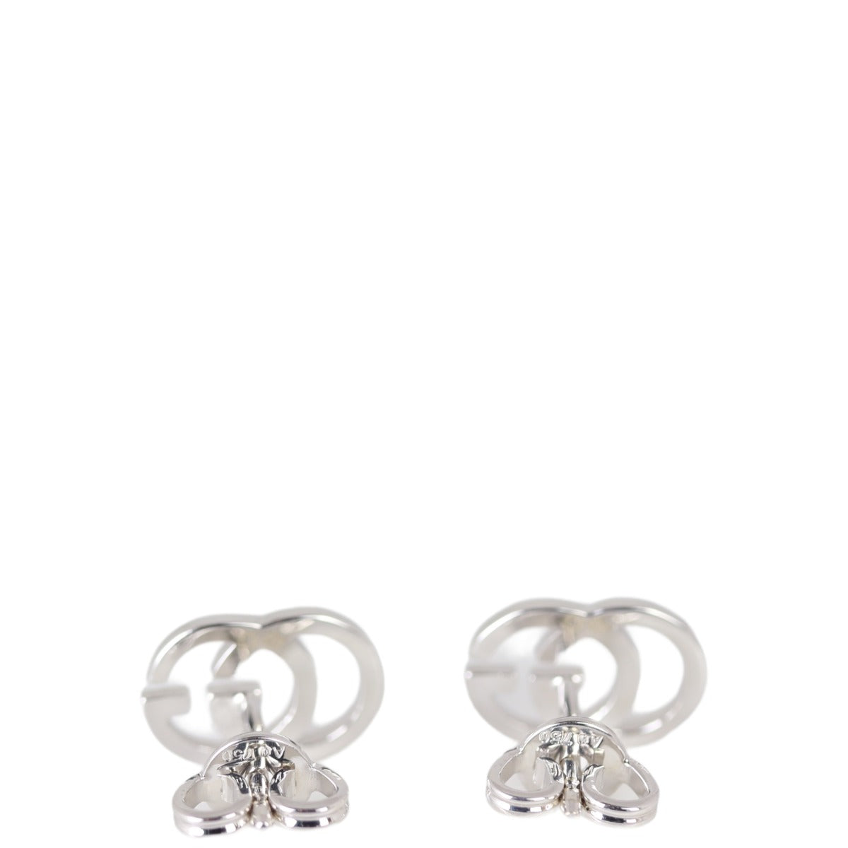 Gucci Interlocking G 18k White Gold Stud Earrings