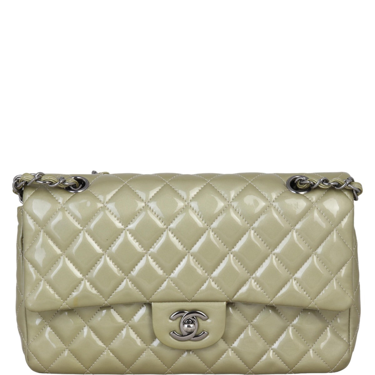 Chanel Classic Double Flap Medium Patent | Metallic Champagne