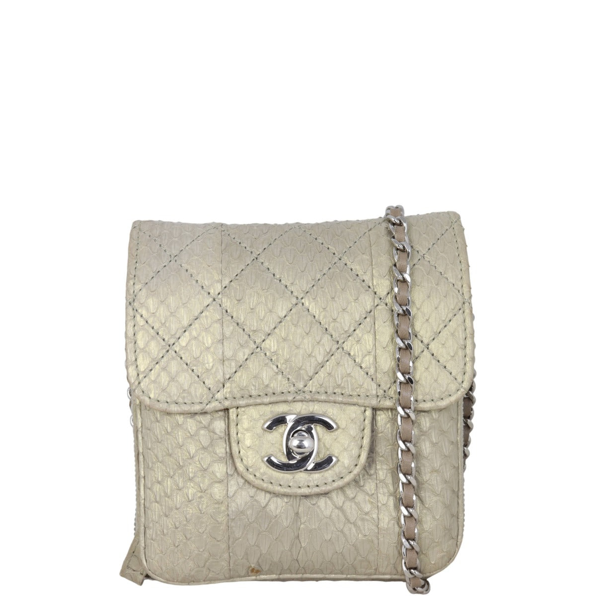 Chanel Python Flap Bag Extra Mini | Gold Diamond