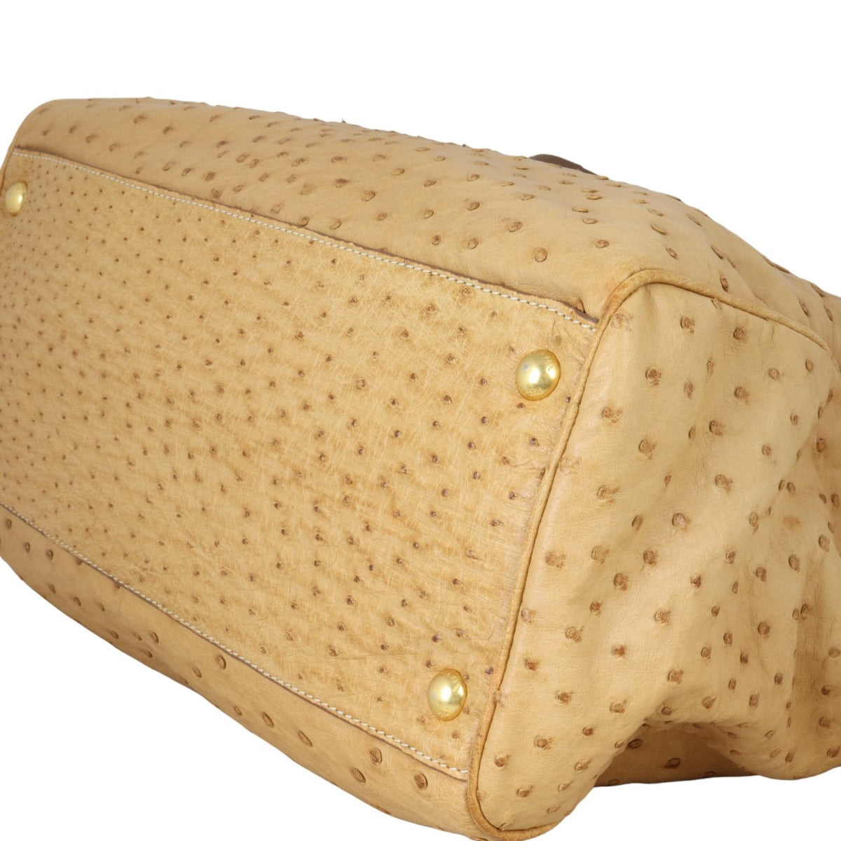 Prada Ostrich Pushlock Flap Top Handle Bag