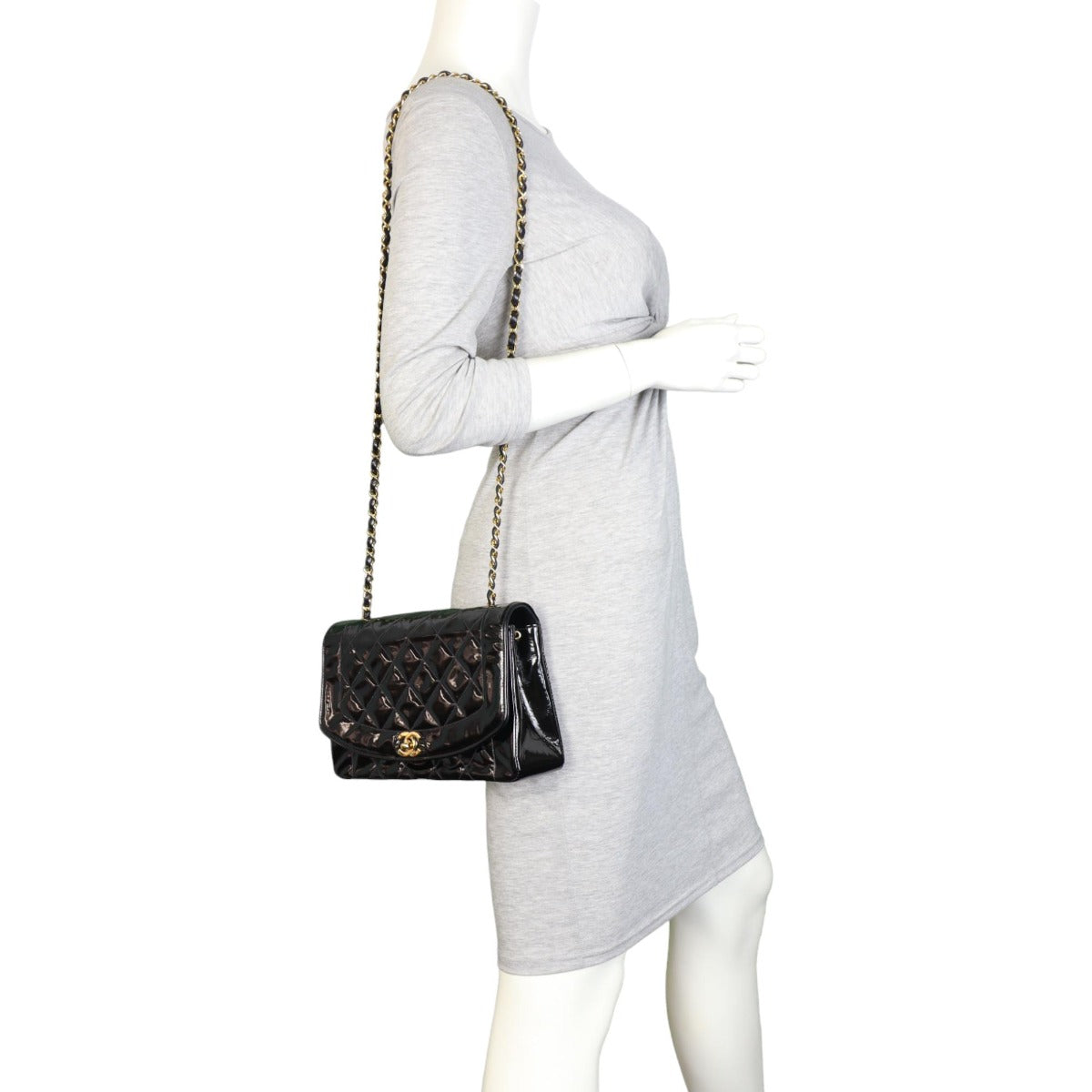 Chanel Quilted Diana Patent Flap Bag | Black